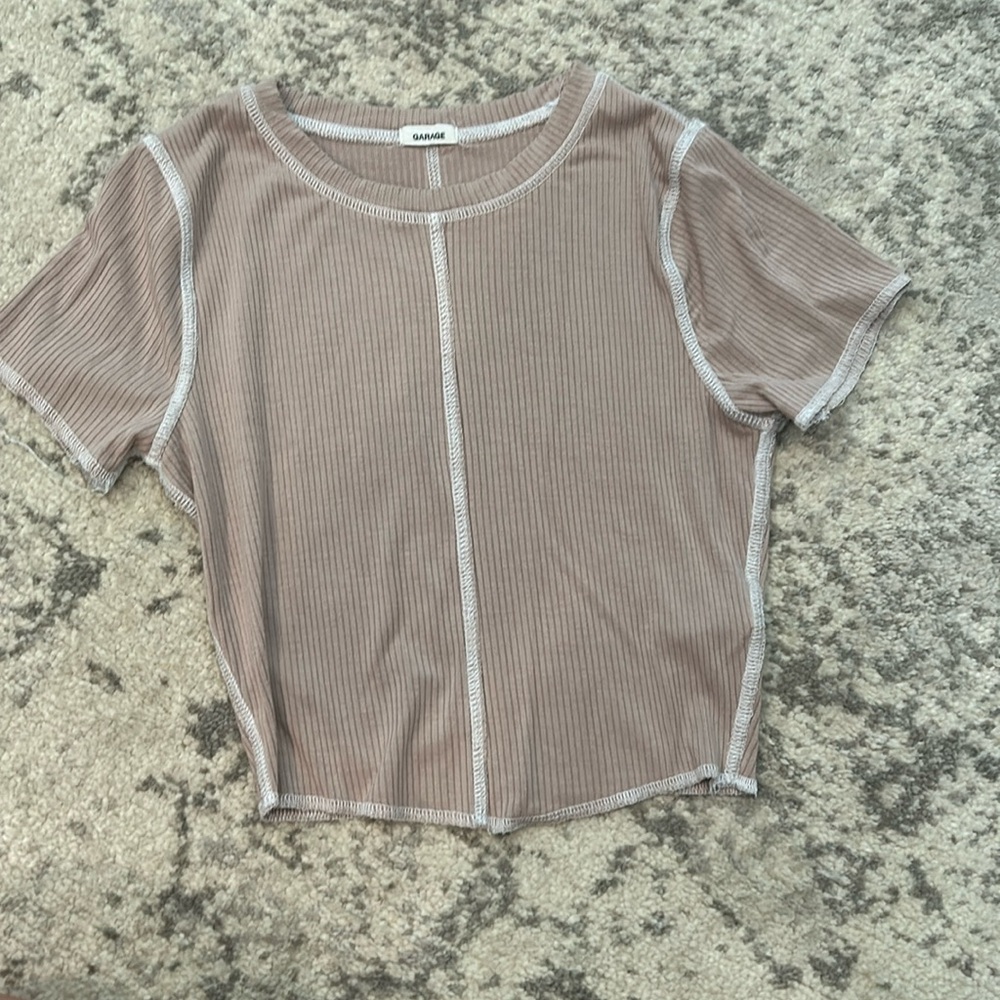 Light brown inside out detail shirt TP/XS